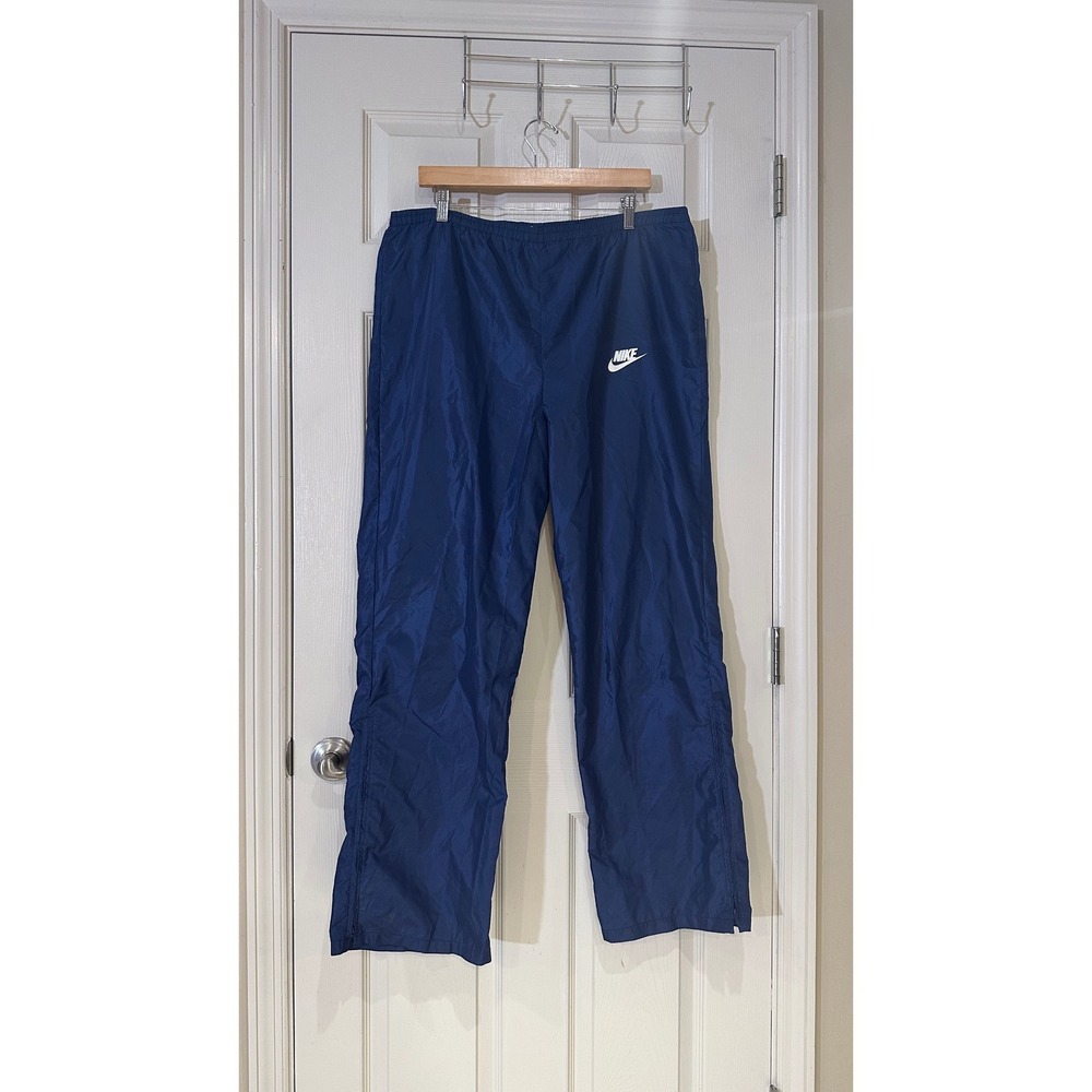 Vintage Nike Mens XL Navy Blue Windbreaker Track Pants Nylon Zipper Ankle Cuffs